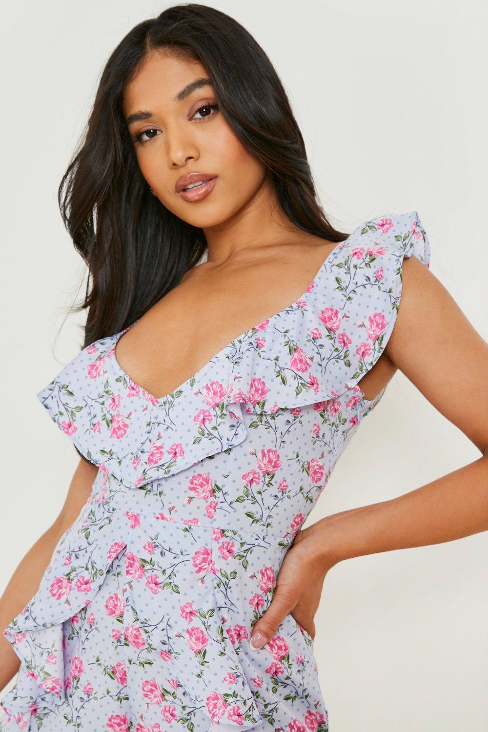 Petite Ditsy Spot Floral Ruffle Romper